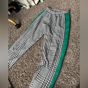 ASOS size 0 houndstooth joggers with green stripe